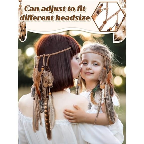 Feather Headband Hippie Headband for Women Hippie Accessories Indian Headband - Picture 7 of 7